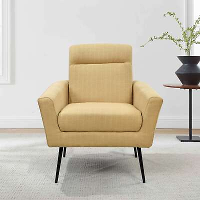 #ad Mid Century Modern Upholstered Fabric Accent Chair with Metal Legs $95.99