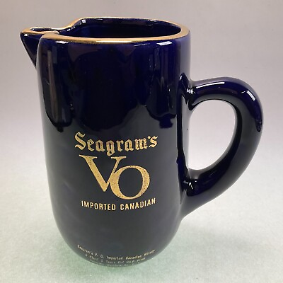 #ad Seagram#x27;s VO Whiskey Pitcher Bar Jug Cobalt Vintage $12.99