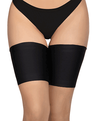 #ad Women Elastic Thigh Bands Anti Chafing Prevent Thigh Rubbing Satin 3XL Size Nero $19.43