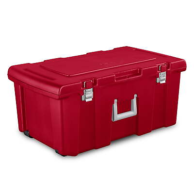 #ad 23 Gal Lockable Footlocker Toolbox Container W Wheels Infra Red Practical $26.13