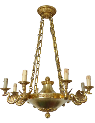 #ad Gorgeous Vintage French 8 Arms Ormolu Bronze Brass Chandelier Ceiling Empire 60#x27; $1480.00
