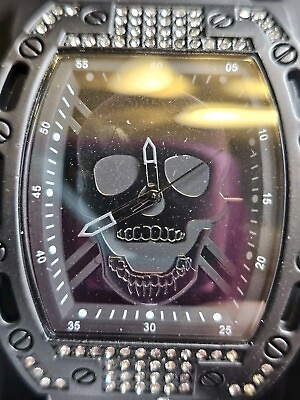 #ad New Mens Ed Hardy Men#x27;s Skull Bling Black Silicone Watch 30mm MSRP$95 $59.00