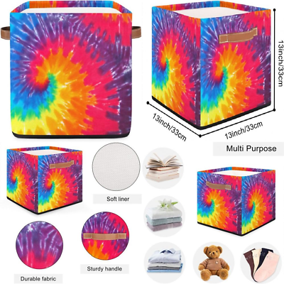 #ad Storage Cube Bins Abstract Art Swirl Tie Dye Large 13x13x13 Multicolored $42.41