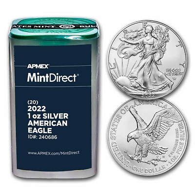 #ad 2022 1 oz American Silver Eagles 20 Coin MintDirect® Tube $785.03
