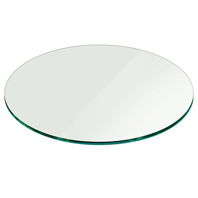 #ad Round Glass Table Top 3 8 Inch Thick with Pencil Polish Tempered Clear Glass $230.84