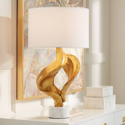 #ad Hera Modern Table Lamp 31quot; Tall Gold Leaf Sculpture for Bedroom Living Room $219.99