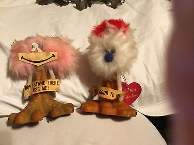 #ad 1970s Crazy Retro Valentinesvintage Rubbery Troll Figures With Heart Tags $75.00