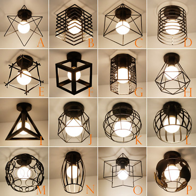 #ad E27 Vintage Metal Cage Industrial Wire Frame Pendant Ceiling Light Lamp Shade $39.69