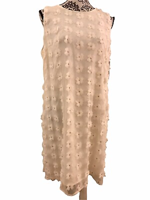 #ad Karl Lagerfeld 3D Floral Chiffon Shift Dress Sleeveless Ivory Size 12 NWT $79.99