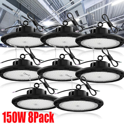 #ad 8Pack 150W LED UFO High Bay Light Warehouse Commercial Fixture Dimmable US Plug $302.96