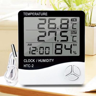 #ad HTC 2 Digital Thermometer Hygrometer with probe Electronic Temperature Humidity $10.13