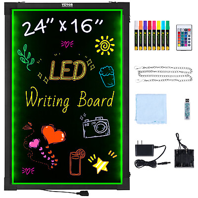 #ad VEVOR LED Message Writing Board 24quot;x16quot; Illuminated Erasable Lighted Chalkboard $35.09