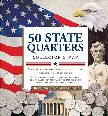 #ad 50 State Quarters Collector#x27;s Map Room for 112 Quarters Fun and Educational $20.99