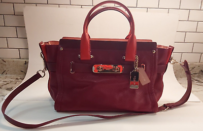 #ad Coach Swagger 33 Carryall in Colorblock Red Pink $99.99