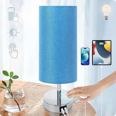 #ad Bedside Lamp with USB Port Touch Control Table for Bedroom Wood 3 Way Dimmable $44.99