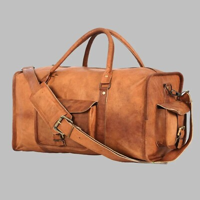 #ad 31quot; Handmade Vintage Large Excellent Leather Travel Duffle Luggage Crossbody Bag $63.92