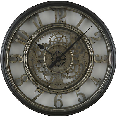 #ad Moving Gear 20quot; Large Wall Clock Industrial Age Styling Modern Rustic Quartz $55.89