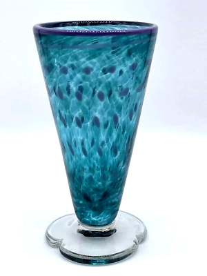#ad John Burchetta Blue Millefiori Art Glass Vase Blue Signed Dated 1995 Triangular $84.60