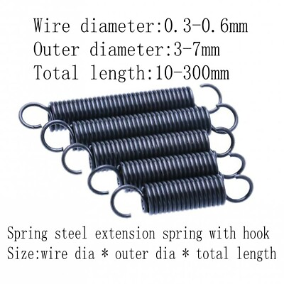 #ad Small extension spring with hook Wire dia 0.3mm 0.6mm OD 3mm 7mm Length 10 300mm $2.08
