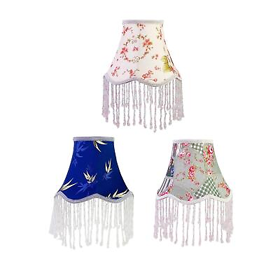 #ad European Lampshade Replacement Fringe Beads Lamp Shade for Bedroom Cafe Home $17.89