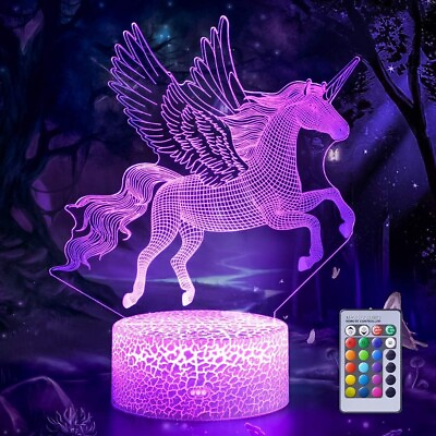 #ad Unicorn Light Toy For Kids Night Light 16 Colors Change Remote Illusion Lamp $15.37