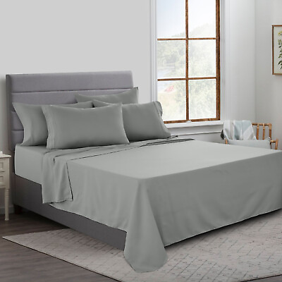 #ad Bed Sheet Set 6 Piece Bedding Comfort Microfiber Deep Pocket 1800 Series Sheets $21.99