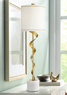 #ad Modern Table Lamp 34 1 2quot; Tall Gold Ribbon Metal for Bedroom Living Room Office $199.99