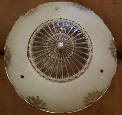 #ad NICE VINTAGE MID CENTURY DECORATIVE GLASS HANGING LAMP SHADE FROSTED amp; CLEAR $42.00