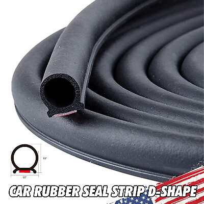 #ad Rubber 40 Feet Long Weather Stripping Seal Strip D Shape for Doors Windows $58.99