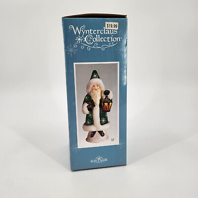 #ad Kurt Adler Wynterclaus Collection Green Santa Table Piece Lantern 8.25quot; $25.18