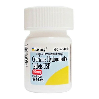 #ad Rising Cetirizine HCL 10 mg 100 Tabs Allergy Relief Antihistamine Generic Zyrtec $7.89