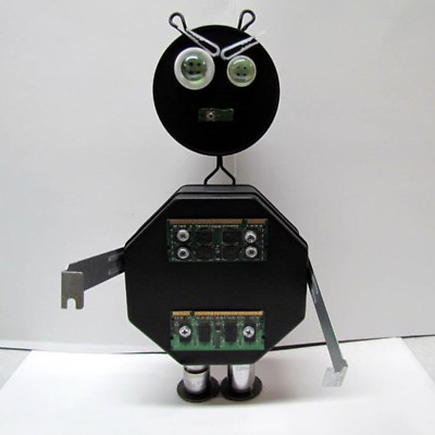 #ad Found Objects Robot Sculpture Assemblage Robot Figurine $68.00