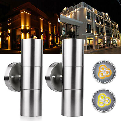 #ad 2pcs Outdoor Up Down Lamp Wall Light Sconce Fixture Waterproof Stainless Steel $42.94