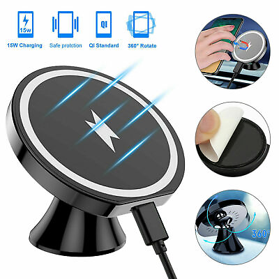 #ad 15W Magnetic Wireless Charger Car Mount Holder For iPhone 13 12 Pro Max MagSafe $14.52
