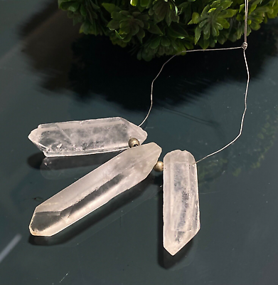 #ad 3 Pcs Clear Quartz Crystal Gemstone Raw Healing Crystal For Pendant Making. $25.00