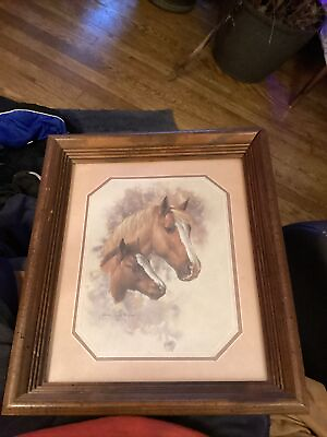 #ad VTG Horse Print Mare and Foal Framed Matted Artist: Doris Scott Nelson $30.00