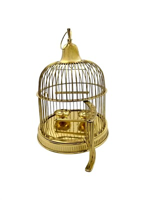 #ad Birdcage Brass Large Dome with Feeders and Swing Vintage Decor Bird Lover Gift $445.00