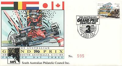 #ad 4 AUSTRALIAN FORMULA 1 GRAND PRIX ADELAIDE PRACTICE DAY THREE 1989 FDC 1 Ltd Ed AU $14.62