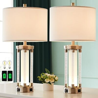 #ad Modern Table Lamps for Living Room Bedroom Set of 2 Nightstand Lamp with 2 USB $113.41