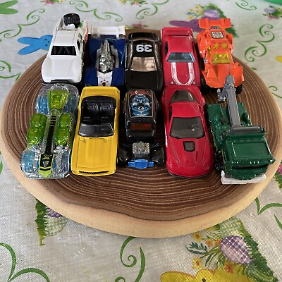 #ad Lot Of 10 Mixed Hot Wheels And MatchBox Cars And Trucks $14.00