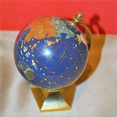 #ad Contemporary Desk Globe Made From Beautiful Polished Stones lapis $45.50