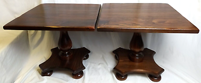 #ad Ethan Allen Old Tavern Antiqued Pine Square Pedestal End Table Pair 12 8054 $239.99