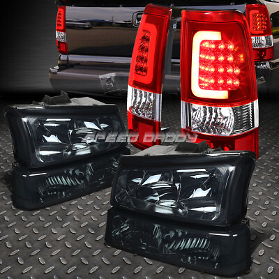 #ad SMOKED HEADLIGHTCLEAR SIGNALRED 3D OPTIC LED TAIL LIGHT FOR 03 07 SILVERADO $147.56
