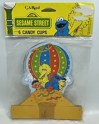 #ad VTG 1984 Sesame Street Party Paper Candy Cups Bert Ernie 6 Pack CA Reed Co $9.89