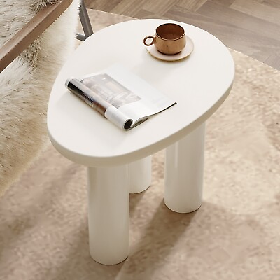 #ad GUYII Nesting Table Small Cute Sofa Side Table White Small Coffee Table Oval $170.10