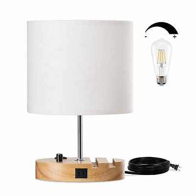 #ad Bedside Table Lamp Small Bedroom Lamps for Nightstand Solid Wood Lamp with... $57.91