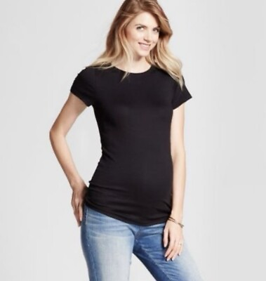 #ad NEW One Isabel Maternity by ingrid and isabel Black Crew T Shirt Size Small $10.00
