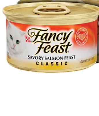 #ad 24 Pack Classic Savory Salmon Feast Wet Cat Food 3 Oz. Cans $25.68