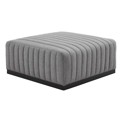 #ad Modway Conjure Modern Channel Tufted Fabric Upholstered Ottoman in Light Gray $391.80