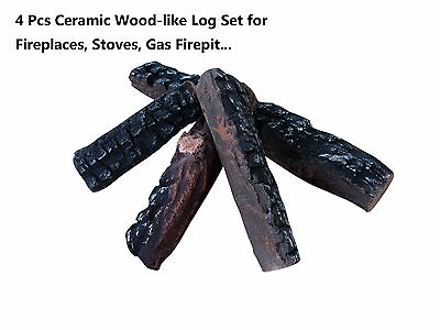 #ad 4 Pcs Wood like decorative Ceramic Log for gas firepit ethanol fireplacesstoves $28.90